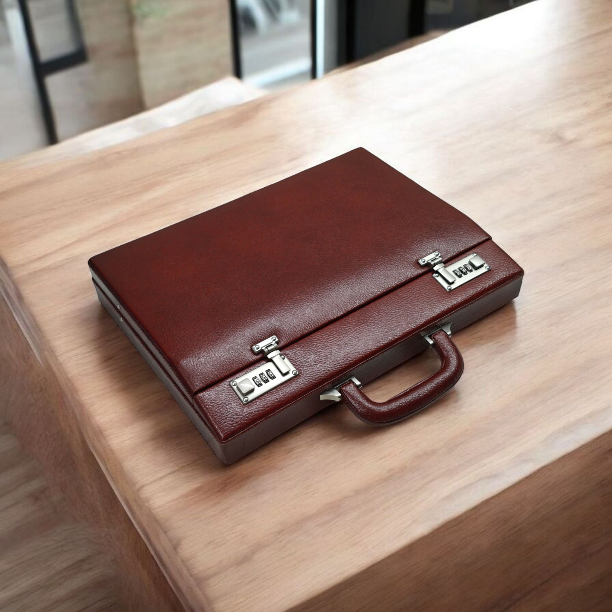 Customized Leather Briefcase For Men, Leather Attache Briefcase for Laptop and MacBook, Executive Office Handbag, Brown Briefcase for Men