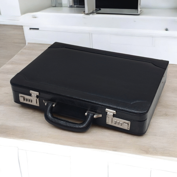 Customized Leather Briefcase For Men, Leather Attache Briefcase for Laptop and MacBook, Leather Attache Case, Black Briefcase for Men - Image 3
