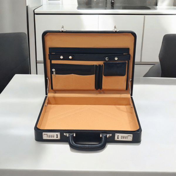 Customized Leather Briefcase For Men, Leather Attache Briefcase for Laptop and MacBook, Leather Attache Case, Black Briefcase for Men - Image 2