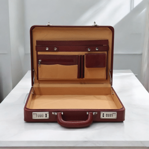 Customized Leather Briefcase For Men, Leather Attache Briefcase for Laptop and MacBook, Executive Office Handbag, Brown Briefcase for Men - Image 5
